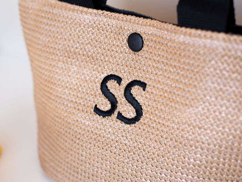 Mini Straw Tote Bridesmaid Gift with Custom Name and Bow