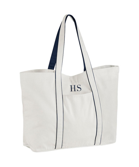 Personalized Canvas Tote Soft White or Tan with Pocket