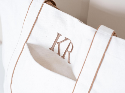 Custom Tote Bag with Pocket Name Embroidery and Initials