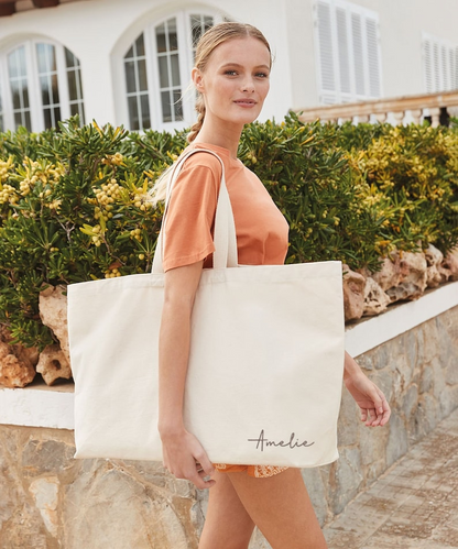 Oversized XL Canvas Tote Bag Weekender Maxi Tan Canvas Bag