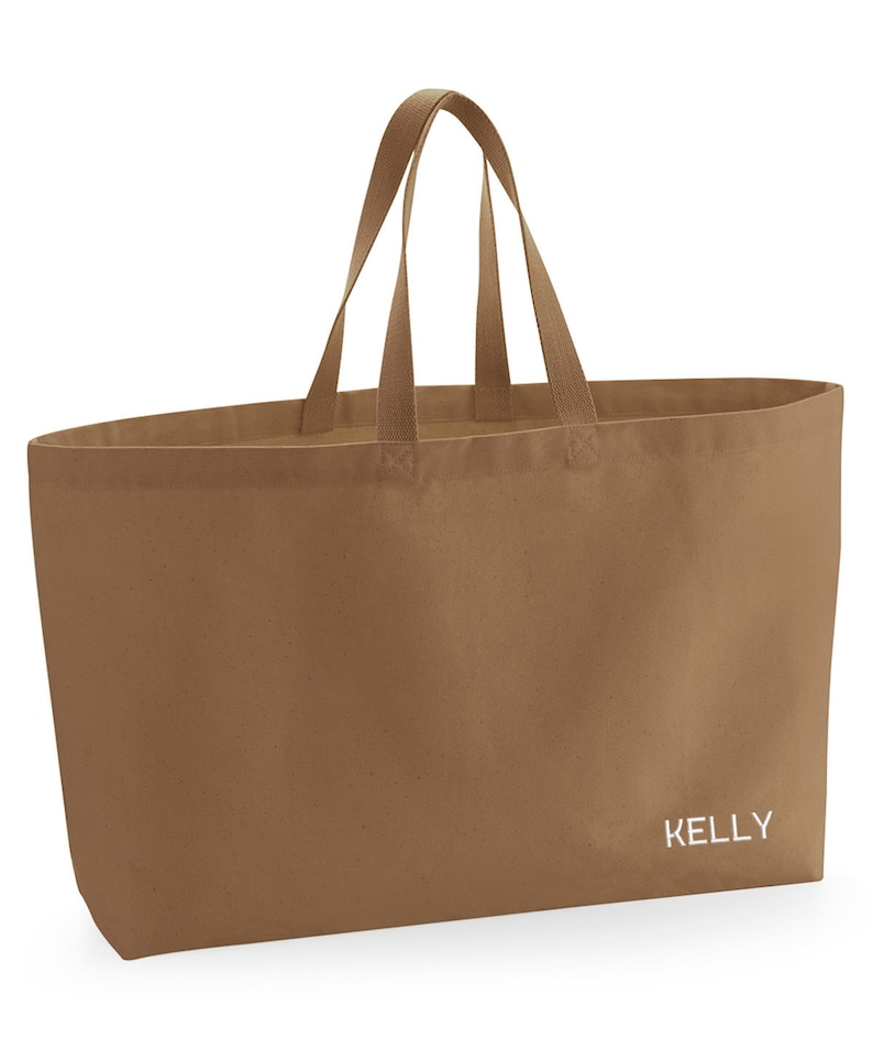Oversized XL Canvas Tote Bag Weekender Maxi Tan Canvas Bag