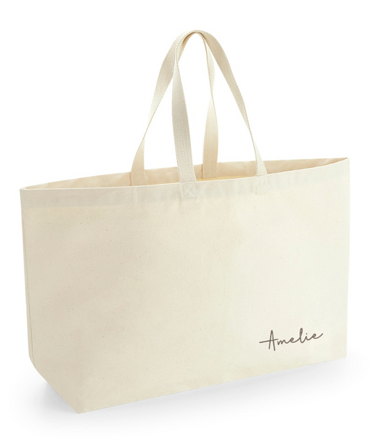 Oversized XL Canvas Tote Bag Weekender Maxi Tan Canvas Bag