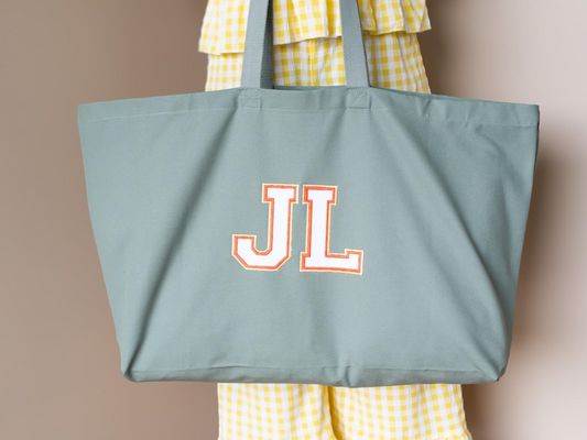 Personalised Organic Cotton Tote with Initials Embroidered