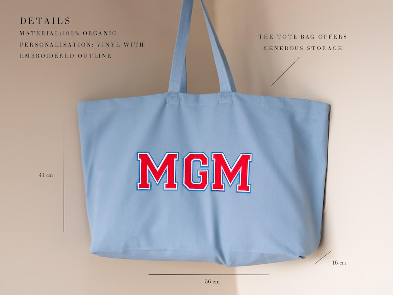 Personalised Organic Cotton Tote with Initials Embroidered