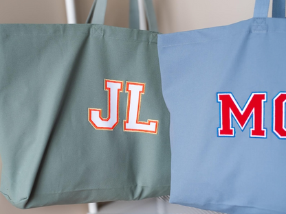 Personalised Organic Cotton Tote with Initials Embroidered