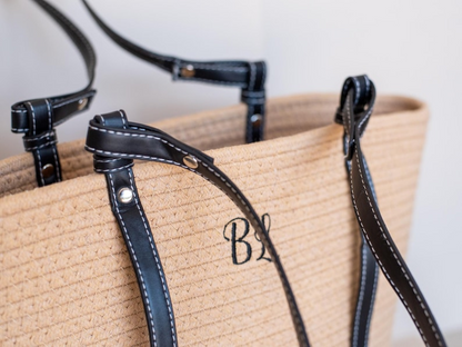 Summer Cotton Tote with Embroidered Initials and Gift Use